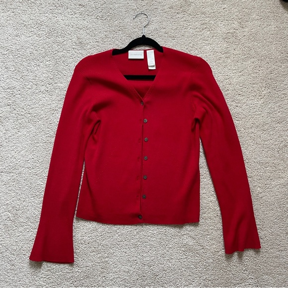 Liz Claiborne Sweaters - GORGEOUS SILK BLEND BELL SLEEVED RED CARDIGAN 💫❤️🌹💋🍎🩸🌶️💫